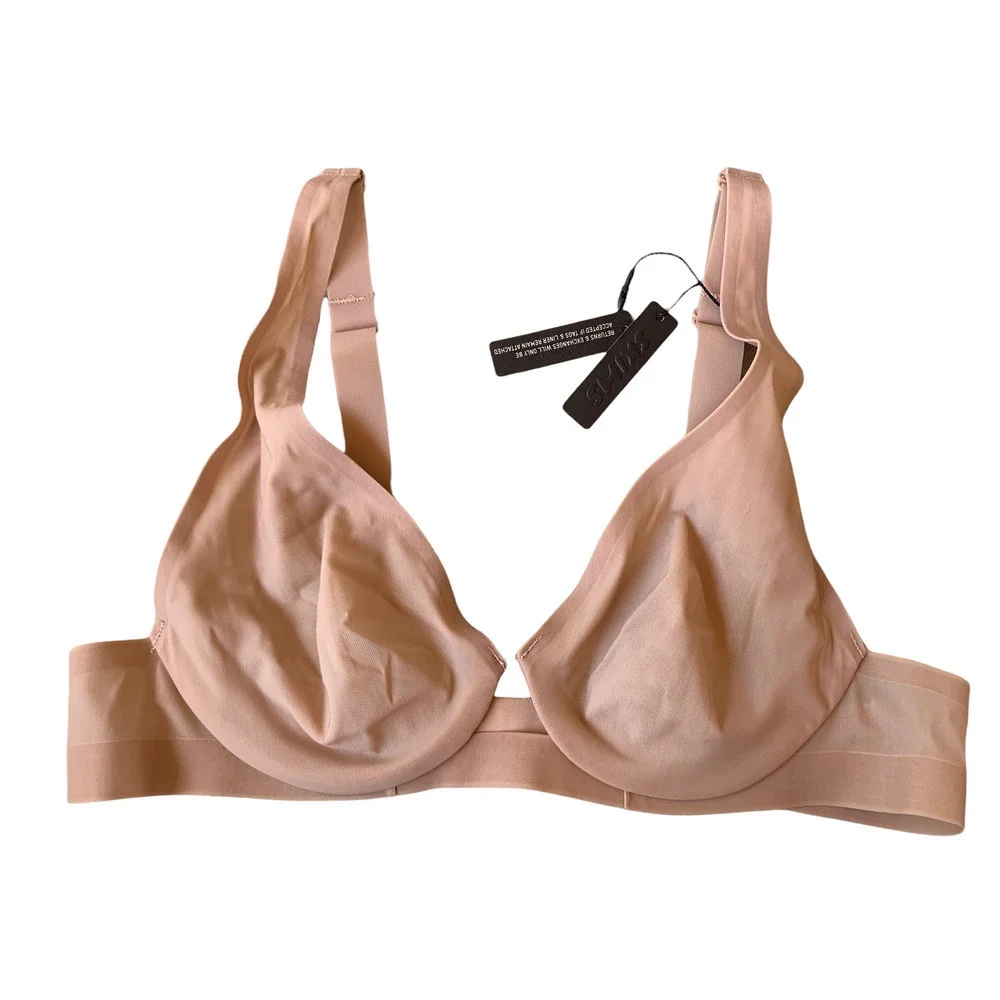 SKIMS Naked Underwire Plunge Bra In Honey (36A) - Picture 2 of 4